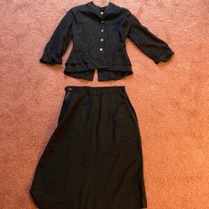 Vintage 1940s Black Jacket and Skirt Suit Set